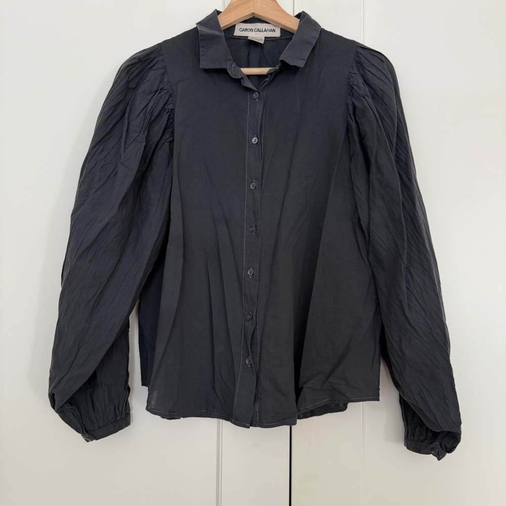 Caron Callahan Alastair Cotton Shirt - Charcoal Batiste - Picture 2 of 7
